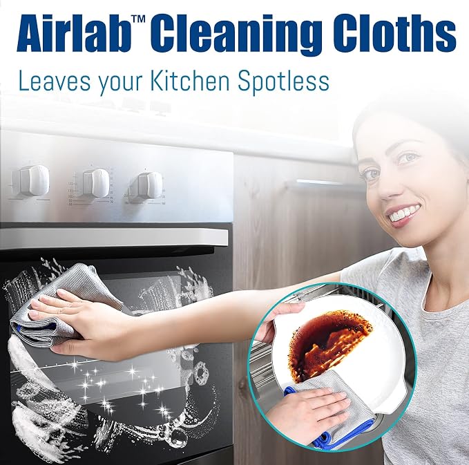 Glass Polishing Streak Free Miracle Cleaning Cloth, Sliver-Orange Blue | Lint Free Microfiber Cleaning Rags for Glasses Kitchen Dish Mirrors Easy Clean, 16 x 12 Inches, Pack of 8