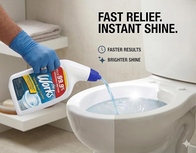 The Works Toilet Bowl Cleaner Disinfectant Removes Rust Lime Scale and Hard Water Stains Kills 99.9% of Household Bacteria 24 fl oz (Pack of 6)