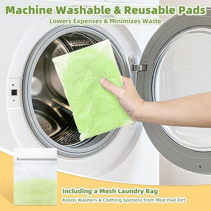 Reusable Microfiber Pads Compatible with Sweeper Mop, Washable Wet Pads Refill & Highly Absorbent Dry Sweeping Cloths - Chenille Mopping Pad for All Sealed Floors Cleaning (Mop is not Included)