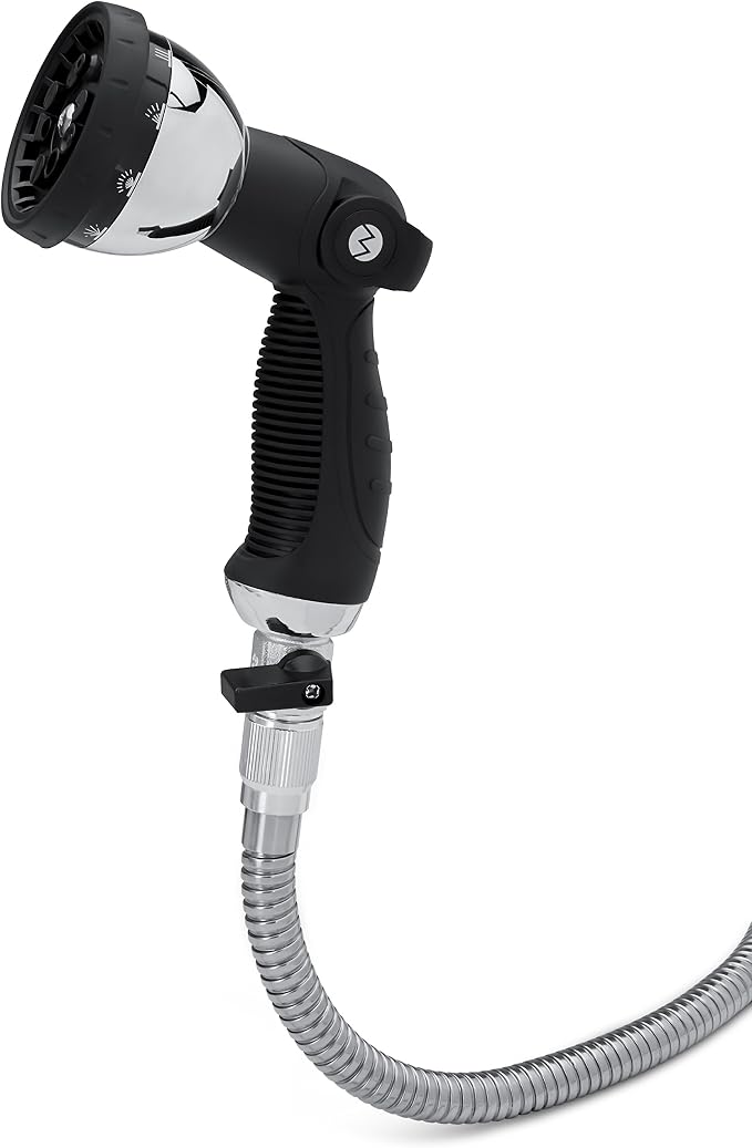Morvat Garden Hose Nozzle Sprayer with 10 Spray Patterns, Slip Resistant Thumb Controlled Grip with On/Off Lock, Heavy-Duty High Pressure Water - Flow Control for Plants, Lawn, Pets, Cars - 2-PACK
