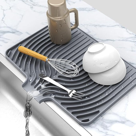 Dish drying mats for kitchen counter,18"×12"Silicone Self-Draining mat | Various sizes and colors,Self-Draining Slope Structure,Enabling faster drying,Heat-Resistant,Easy to clean,Food-grade
