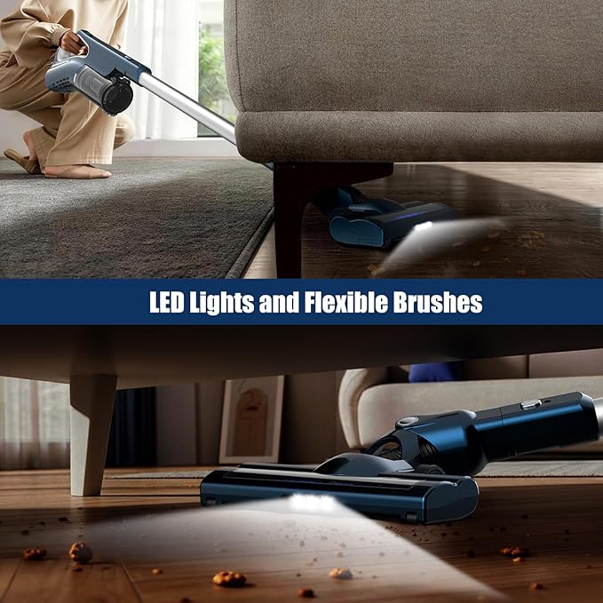 Corded Stick Vacuum Cleaners for Home Converts to Handheld VA002 | Powerful Suction, Dual HEPA Filters, LED Light, 16.7ft Power Cord, One Touch Release Dust Cup For Pet Hair Hard Floor
