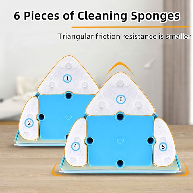 Double-Sided Window Cleaner Glass Wiper Magnetic Cleaning Tools, 5-Gears Adjustable Magnetic Glider Washing Brush Tools, for High-Rise Double Thick Glazed Windows Thickness 0.3"-1" (Blue)