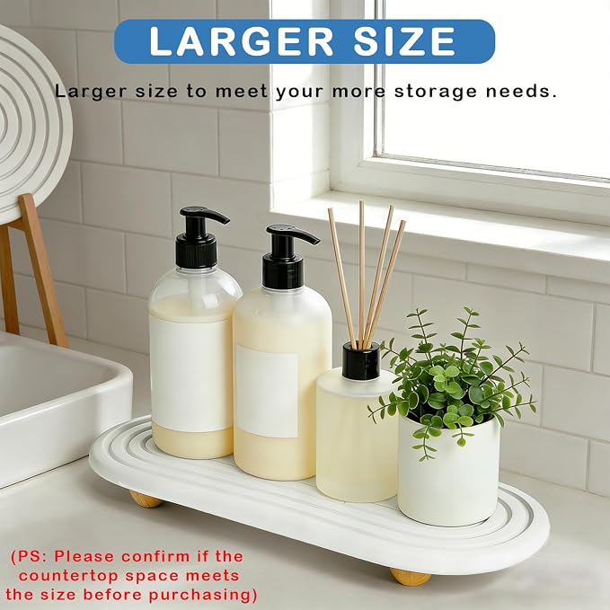 Instant Dry Sink Tray, Anti-Slip Stone Sink Caddy, Durable Kitchen Sink Organizer, Quick Dry Water Absorbing Stone Tray for Bathroom Counter, Stone Soap Tray