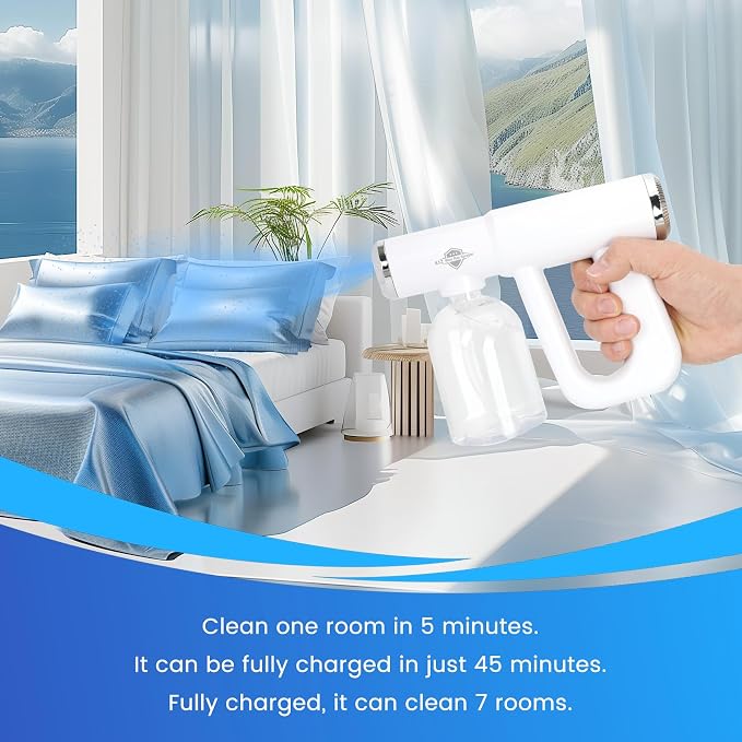 Disinfectant fogger, K12 Blue Ray Disinfectant Fogger Machine, ULV Nano Sanitizer Gun, Cordless Rechargeable Handheld Sanitizing Sprayer, Electrostatic Portable Sprayerf for Home, Office or Travel