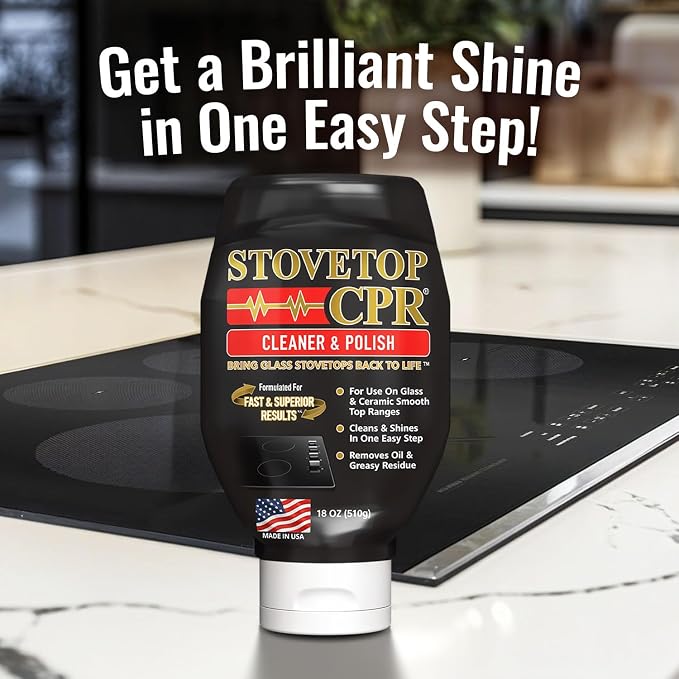 Stovetop CPR 2-in-1 Glass Stovetop Cleaner and Glass Polish (18oz) - Ceramic Top Stove Cleaner, Oven Top, Cooktop, Electric Stove Ceramic
