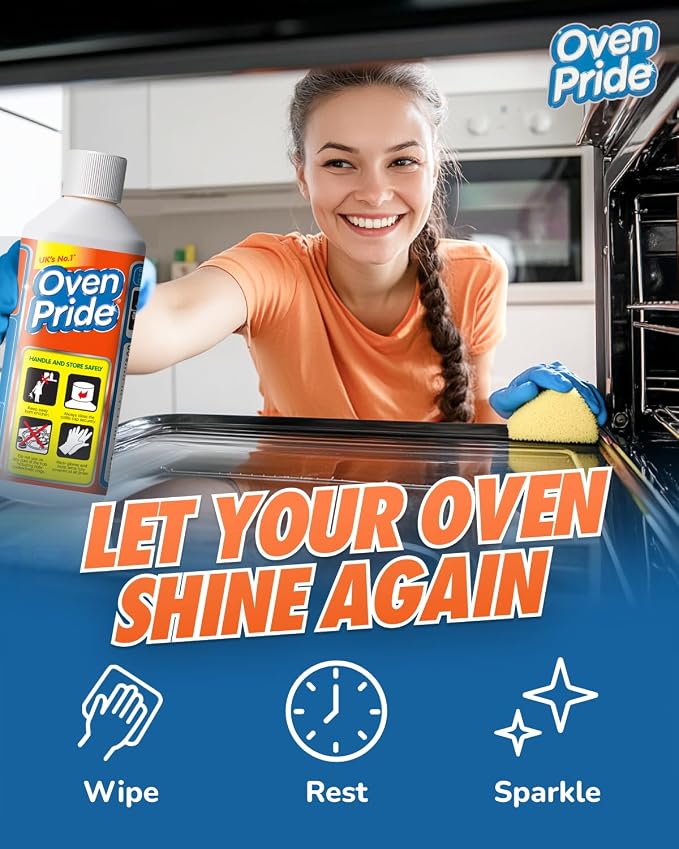 Oven Pride Oven Cleaner - 500ml Complete Oven Cleaning Kit with Safety Gloves & Cleaning Bag - Cleans First Time - Oven Cleaner Heavy Duty - Degreases Oven Without Scrubbing