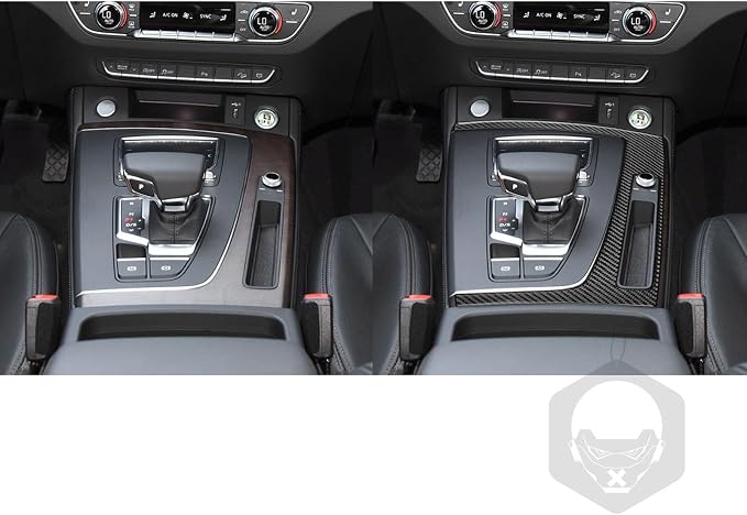 Real Carbon Fiber Trim for Audi 80A Q5 Accessories | for SQ5 2018-2025 Dash Center Console Gear Shift Outer Panel Frame Cover Sticker Interior Thick Overlay Decal - A