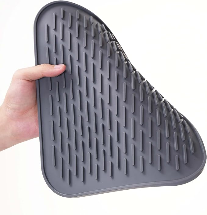 Dish Mat Silicone Dish Drying Mats Works For Drying Stemware Cocktail Glasses Silverware Pots Pans Knives and Dish Rack for Kitchen Counter Sink Bar Pads Easy to Clean (11.5" x 9.1")