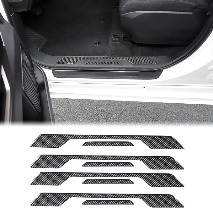 Car Door Sill Plate Protectors Fit Toyot@a Tundra/Sequoia 2022-2024 Car Carbon Fiber Door Entry Guard Sill Scuff Cover Sticker Step Protect Door Sill Scuff Plate Door Sill Cover Decor Trim Accessories
