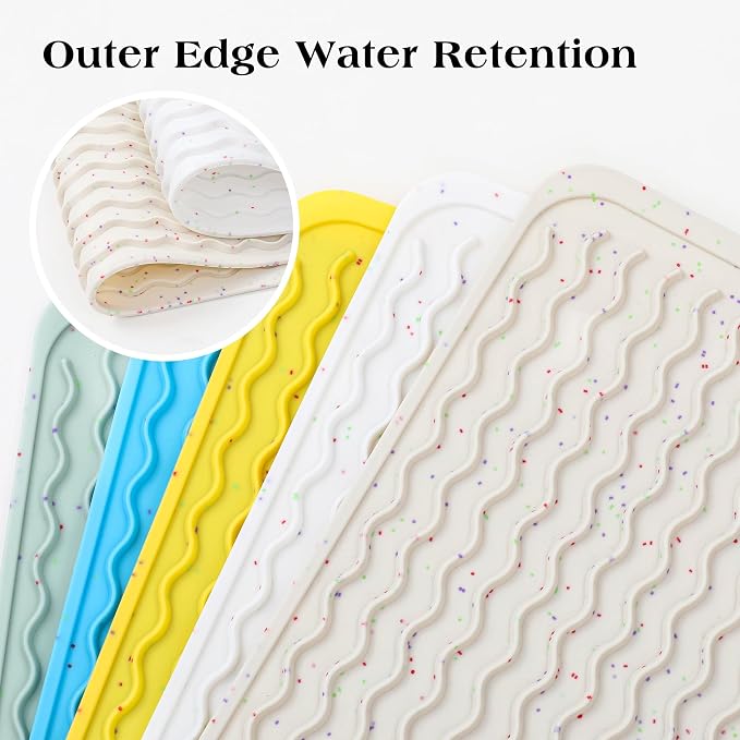 CAKETIME 2 Pack Multicolor Silicone Dish Drying Mat for Kitchen Counter Home Dining Placemats Waterproof Hot Pads Trivet Tray Dishes Rack Drainers Crafts Coffee Accessories Funny Gifts for Women