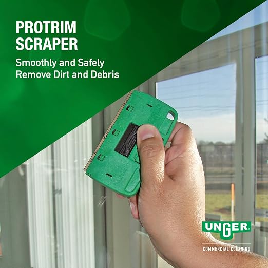 UNGER Commercial Window Cleaning Kit - Heavy Duty StripWasher Set PWK00 | Equipped with squeegees, a durable scraper, sponge, and extendable 8' telescopic pole; High-Performance Cleaning