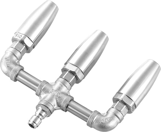 Triple Turbo Nozzle, 1/4" Quick Connect, 3000 PSI | 3 rotating stainless steel tips with 1.5 orifice for hard-surface pressure washing; not a foam cannon or surface cleaner
