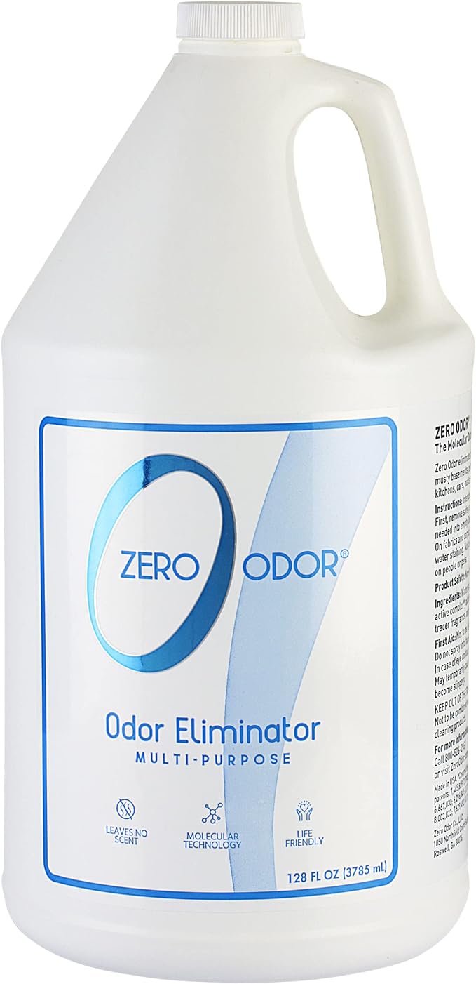 Zero Odor Multi-Purpose Odor Eliminator, Air and Surface Odor Remover for Home, Bathroom, Kitchen, and Closet, Refill, 128 oz
