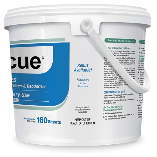 REScue One-Step Disinfectant Cleaner & Deodorizer Wipes for Vet Use – Cleaner for Kennels, Litter Boxes, Vet Offices, Pet Grooming Surfaces – Extra Large, 160-Count Wipes Bucket (1 Pack)