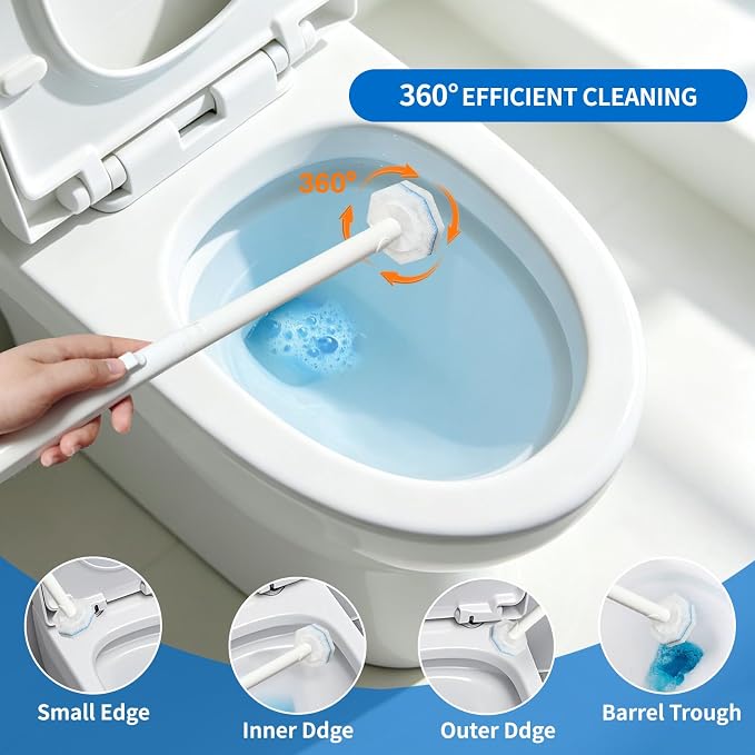Disposable Toilet Bowl Brush and Holder - Toilet Bowl Wand Refills with Toilet Bowl Cleaner, Includes 40 Refill Heads for Clorox Toilet Brush, Wand & Storage Caddy - Won't Fall Apart