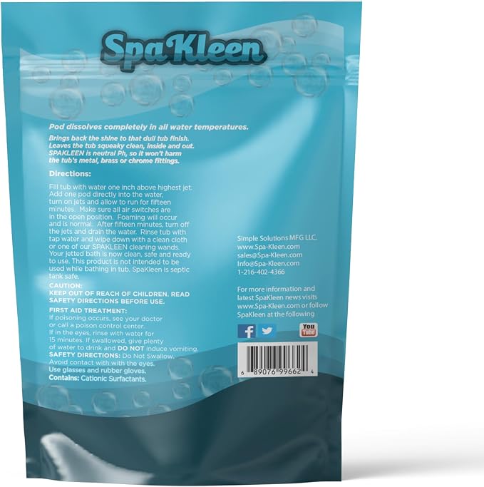 Jetted Tub Cleaner for Whirlpool and Jacuzzi, Unscented Septic Safe Powder, Removes Biofilm Buildup Sludge Soap Scum and Black Flakes, Fast 15-Minute Action, Made in USA