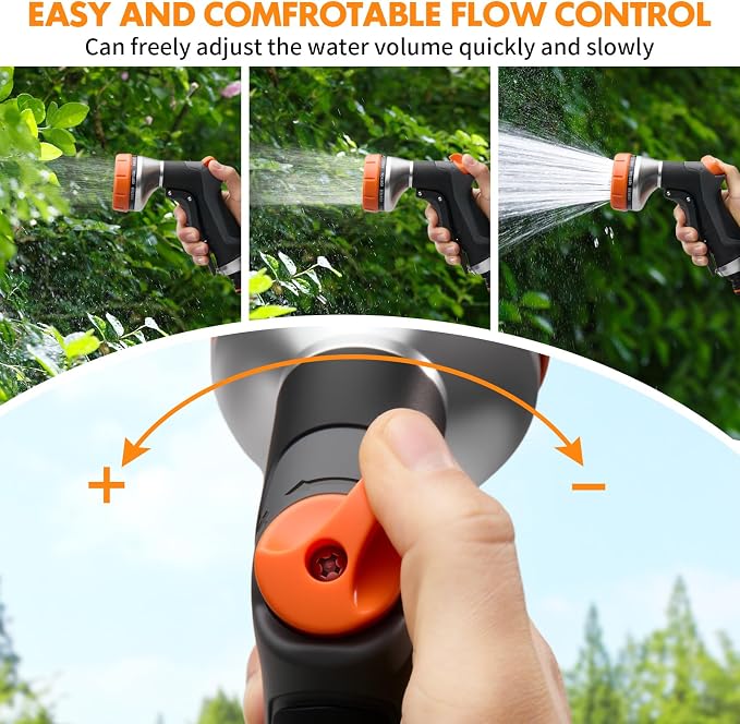 Garden Hose Nozzles,Water Hose Spray Nozzle with Water Volume Control Valve | High Pressure Water Hose Nozzle Sprayer with Adjustable 10 Patterns for Plants & Lawns Watering,Car Washing and Pet Showering