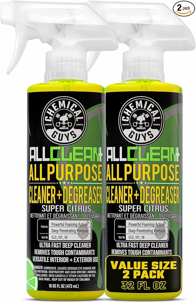 Chemical Guys, All Clean+ Citrus All-Purpose Cleaner & Degreaser, 2 x 16 oz | Citrus all-purpose cleaner cuts grease, grime and stains on interior and exterior surfaces, dilutable, two pack