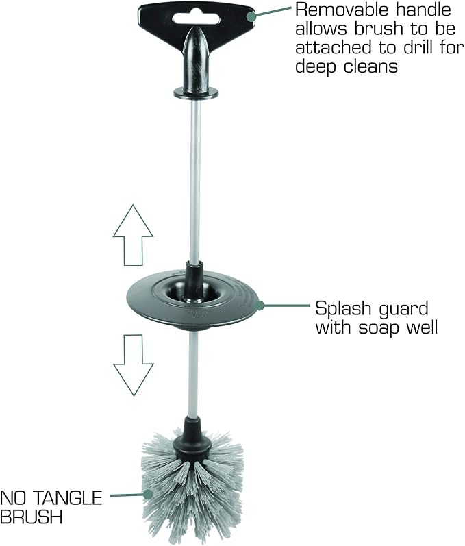 Next By Danco 10928A Brush. It Garbage Disposal Cleaning Brush & Disposal Genie II (Gray) Combo, Kitchen Sink Drain Splash Guard, Dish Soap Reservoir, Strainer & Stopper, Food Scraper