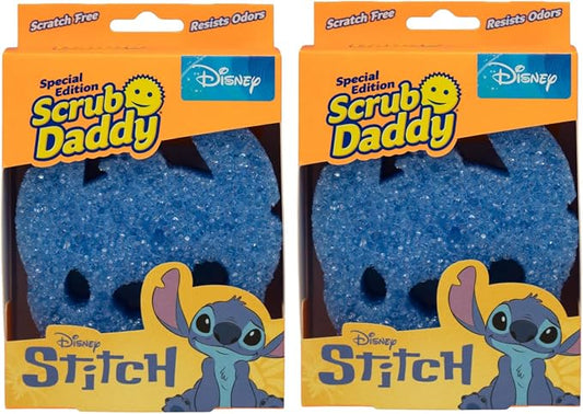 Scrub Daddy Disney Stitch Dish Sponge Twin Pack, Smiley Face Sponges for Cleaning & Washing Up - Kitchen Non Scratch Scourers with FlexTexture Firm & Soft Scrubbing, Dishwashing Scrubber