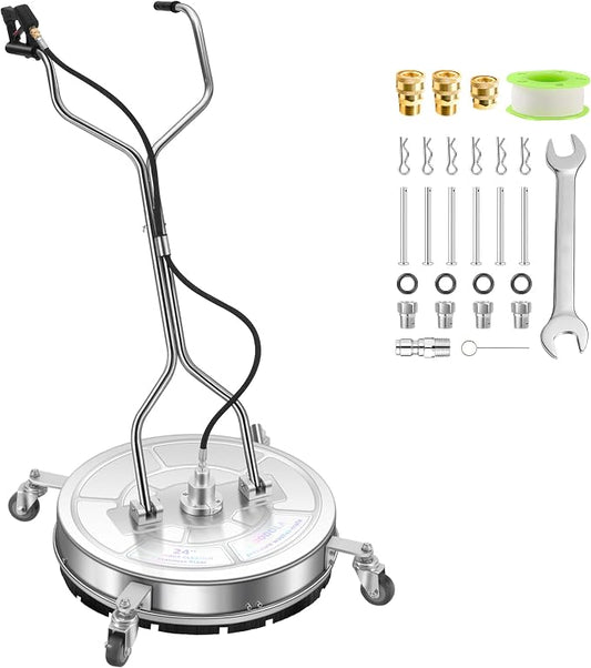 LidoDola 20'' Pressure Washer Surface Cleaner, Power Washer Accessory | Stainless Steel Body, Dual Handles, 4 Replacement Nozzles, Ideal for driveways, decks & patios—clean effortlessly