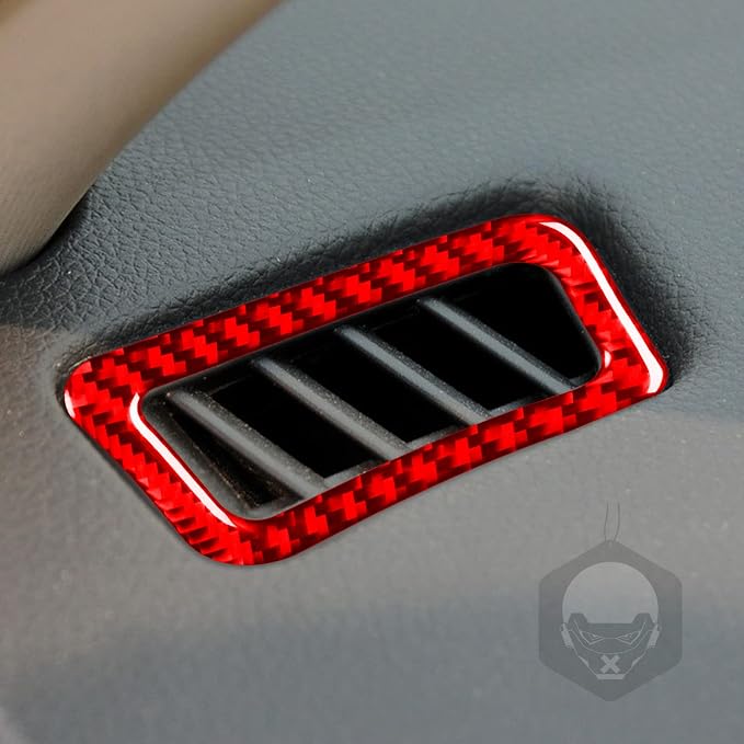 Red Real Carbon Fiber Trim for Nissan Rogue Accessories | for 2014-2020 / Rogue Sport 2017-2022 Dashboard Air Outlet Vent Sticker Interior Thick Overlay Decal