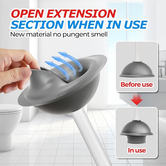 FORASTO Toilet Plunger with Holder - Heavy Duty Bathroom Cleaning Tools | Plungers for Bathroom, Toilet Bowl Cleaners, Apartment Must Haves, Bathroom Decor Accessories, Home Essentials, Pearl White