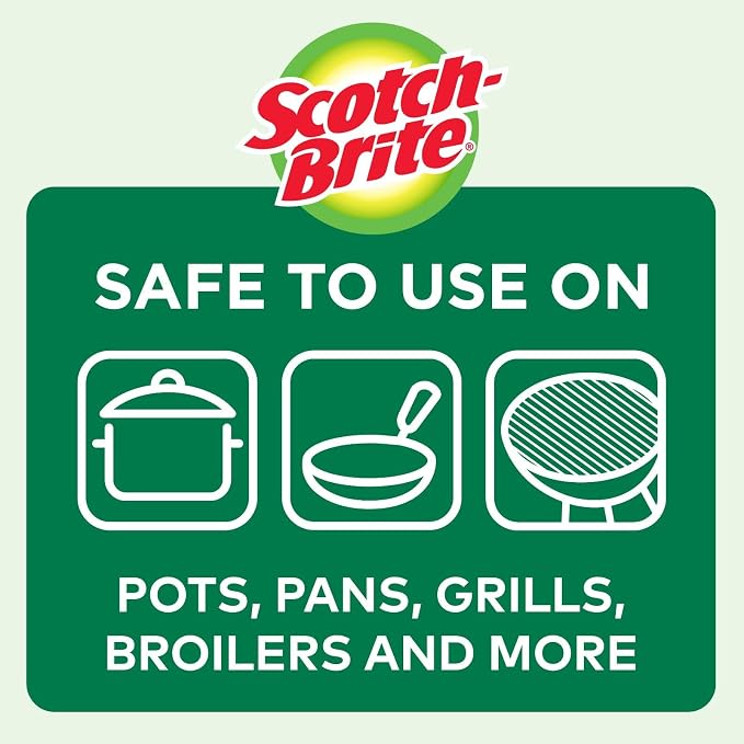 Scotch-Brite Stainless Steel Scrubbers,Scouring Pads for Cleaning Tough Baked-On Messes,Metal Scrubbers for Cleaning Dishes,3 Scrub Pads,(Pack of 8)