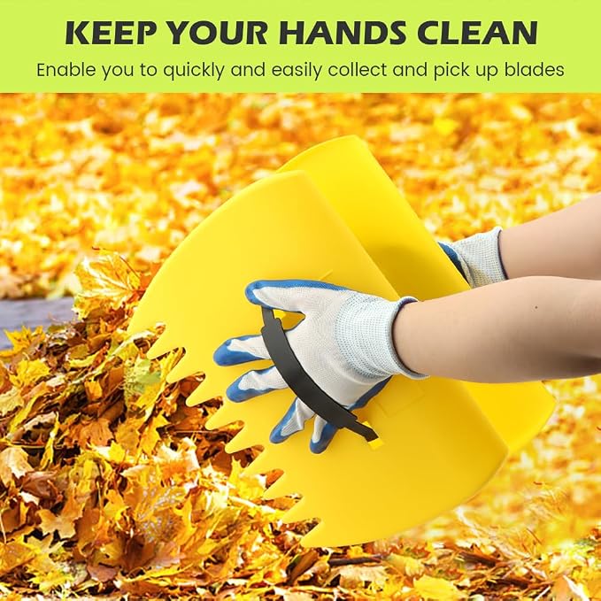 2 Sets Leaf Scoops Hand Rakes with 2 Pairs Gloves, Large Lightweight Plastic Leaf Grabbers for Picking Up Leaves, Lawn Debris, Grass Clippings, Garden Yard Waste and Trash