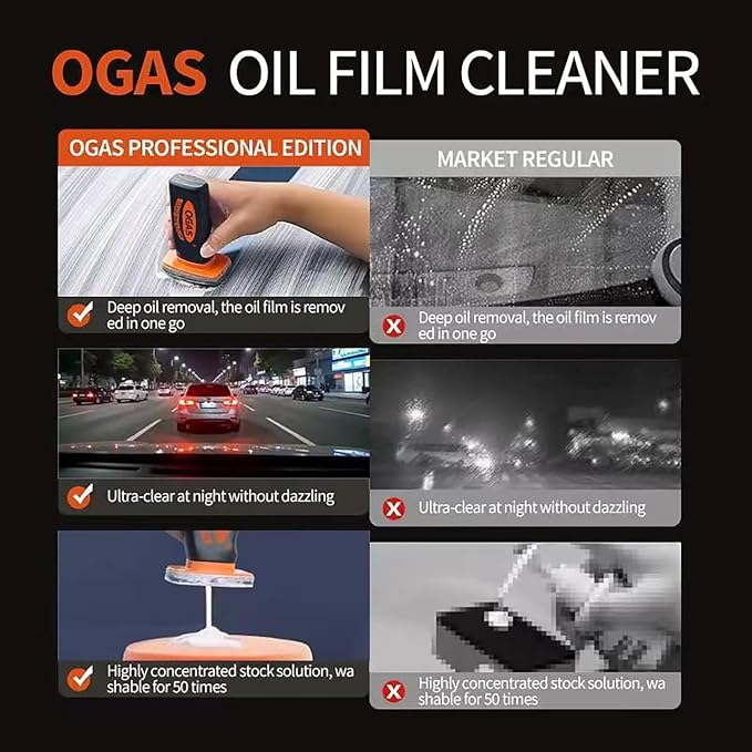 Kubot 2026 New Handheld Glass Oil-Film Remover, Glass Cleaner Cleaning Board, Automotive Oil Film Cleaning Brush for Car Windows