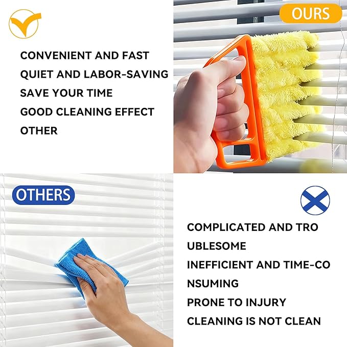 2 Pcs Blinds Cleaner Duster Tool 7 Finger Microfiber Washable Mini Window Dusters for Cleaning Dust Remova for Window Air Conditioner Vent Fans Venetian Shades Wood Blinds Dust Dirt