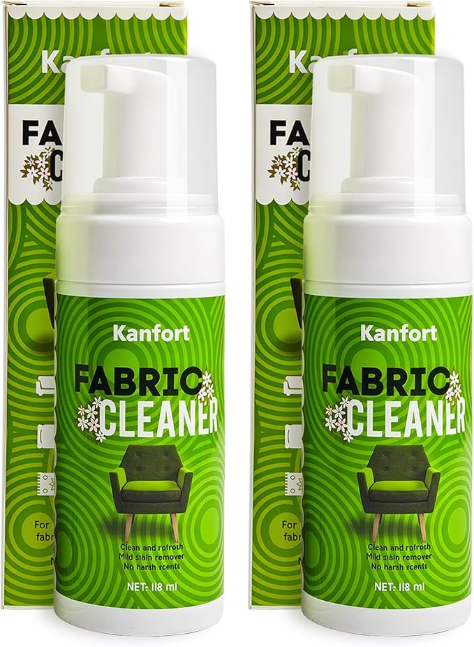 Upholstery Foam Cleaning 2 Pack, No Rinse Fabric Cleaner for Sofas, Couches & Car Seats, Quickly Lifts Stains & Dirt, Safe for Households with Kids & Pets, Easy-to-Use for Fresh & Spotless
