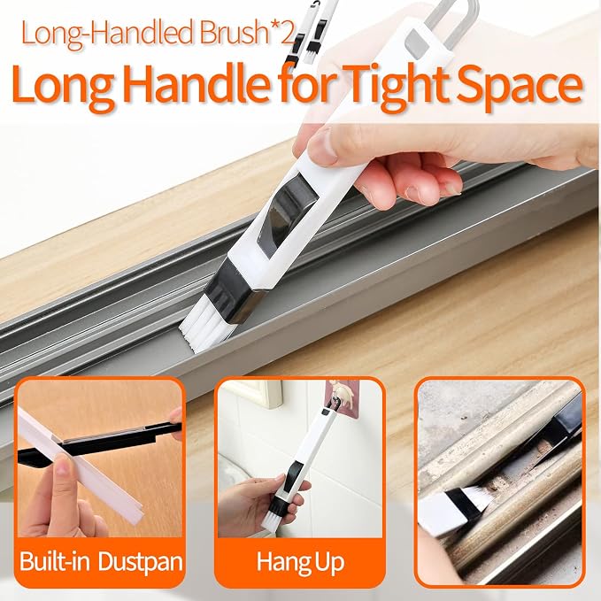 11PCS Window Track Cleaning Tool - Deep Clean Groove Gap Cleaning Brush Kit | for Window/Door Tracks, Sill, Tile, Kitchen, Bathroom
