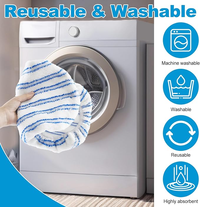 4 Pack Mop Heads Replacements for Ocedar Hardwood Floor 'N More Microfiber Mops,Terry Cloth Mops Refills 15 x 8 Flat Dust Mop Pads for O Cedar mop,Washable&Reusable Mopping Pads (Handle Not Included) | Wet and Dry