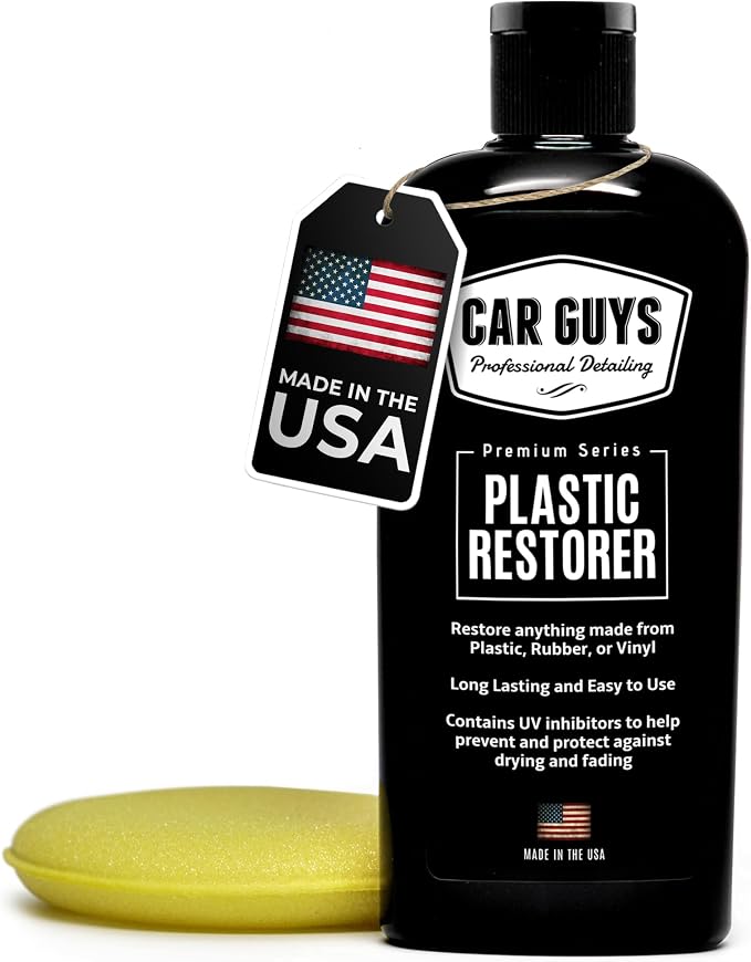 CAR GUYS Plastic Restorer | Bring Plastic, Rubber, and Vinyl Back to Life! | User Friendly Trim Restorer | Safe Auto Detailing Supplies | 8 Oz Kit with Foam Applicator