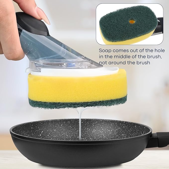 Sponge Brush Refills for OXO Soap Dispensing Dish Brush - 4 Pack Dish Cleaning Soap Dispensing Head Replacement for Scrubber（Green）