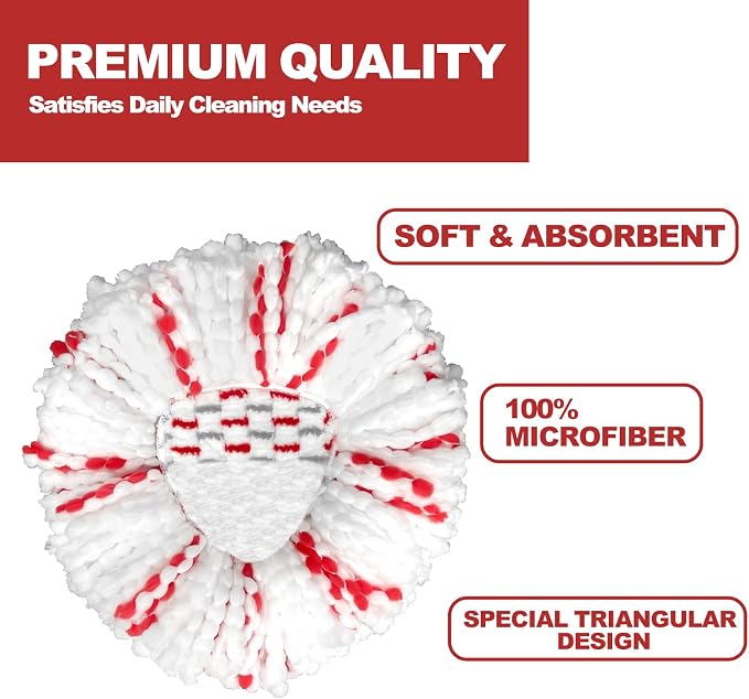 3 Pack Spin Mop Head Replacement for Easy Wring 1-Tank System | Mop Replace Head with 40% More Cleaning Power, Easy Cleaning, Microfiber and Machine Washable, 2026 New Version