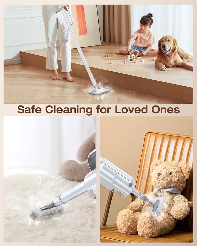 10-in-1 Steam Mop, Detachable Handheld Steam Cleaner for Multi-Surface | 350ml Tank,10s Heat-Up,248°F Steam Cleaner,2-Level Control,Swivel Head for Carpet,Floor,Tiles,BBQ grill,Car Accessories