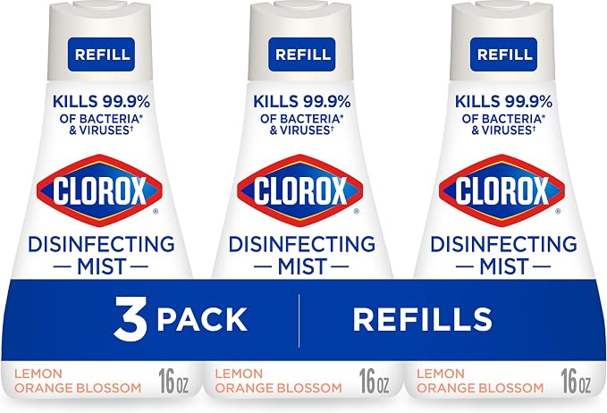 Clorox Disinfecting Mist, Lemon Orange Blossom, Disinfecting Refill, 16 Fluid Ounces, Pack of 3