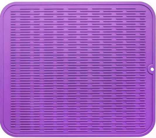 MicoYang Silicone Dish Drying Mat for Multiple Usage,Easy clean,Eco-friendly,Heat-resistant Silicone Mat for Kitchen Counter or Sink,Refrigerator or Drawer Liner Purple XL 18 inches x 16 inches