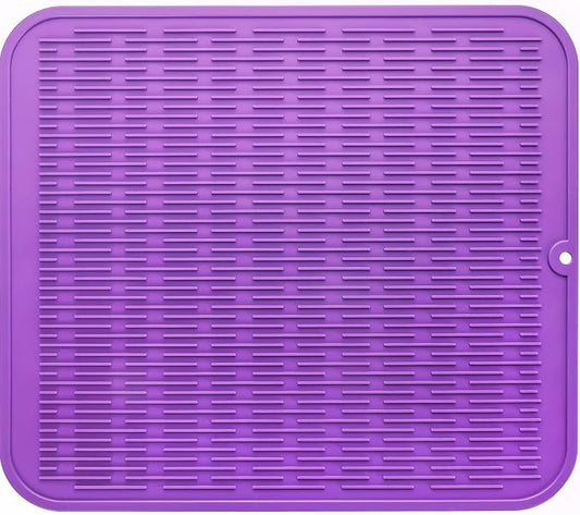 MicoYang Silicone Dish Drying Mat for Multiple Usage,Easy clean,Eco-friendly,Heat-resistant Silicone Mat for Kitchen Counter or Sink,Refrigerator or Drawer Liner Purple 2XL 24 inches x 18 inches