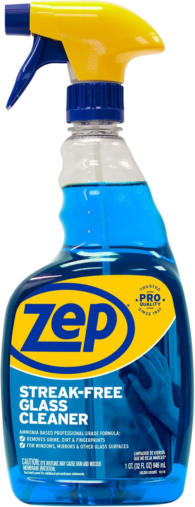 Zep Streak-Free Glass Cleaner - 32 Oz (Case of 12) ZU112032- Professional Grade Formula that Cleans Dirt, Fingerprints, Grime, Smoke Haze, and Toothpaste on Windows, Mirrors, and Other Glass Surfaces