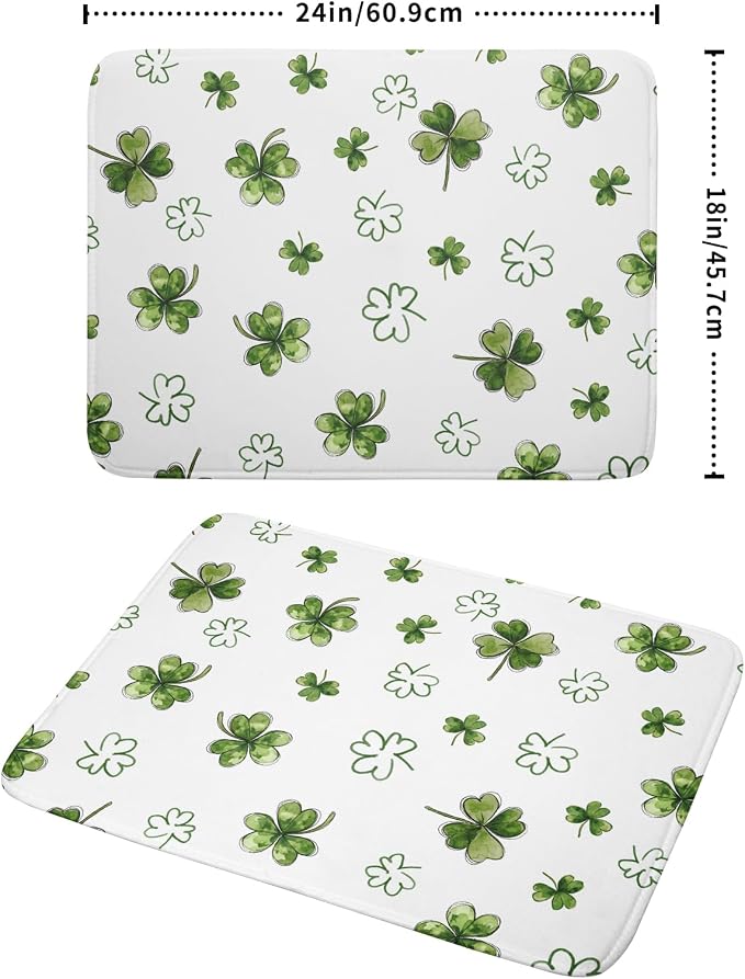 St Patricks Day Dish Drying Mat for Kitchen Counter Cute Shamrocks Holiday Microfiber Absorbent Dish Draining Reusable Washable Foldable Extra Large 18"x24"