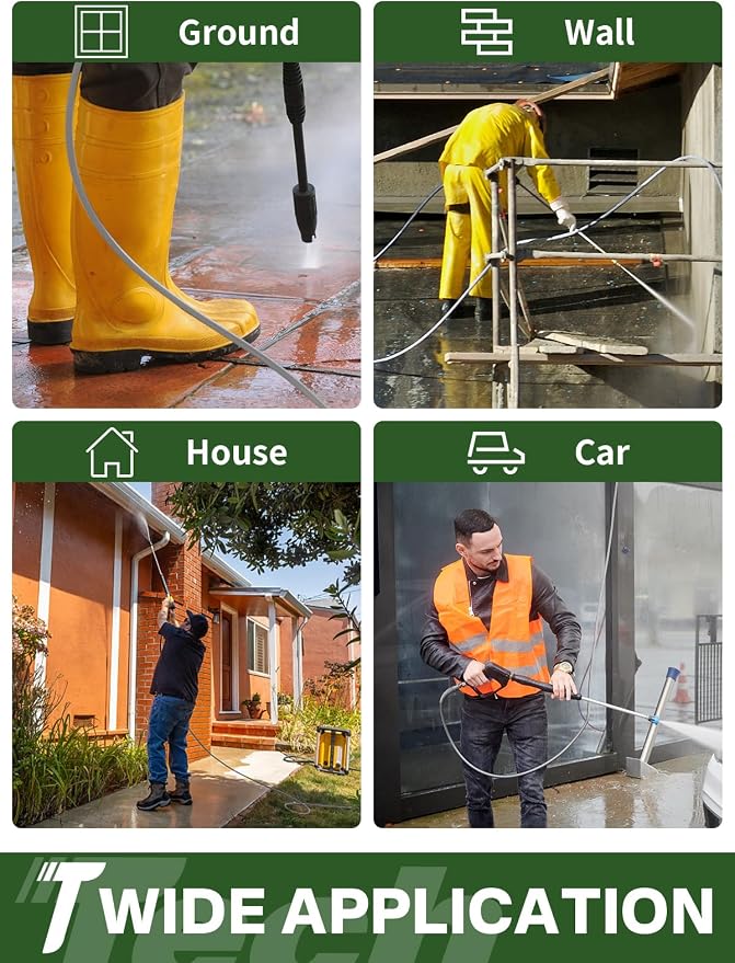 3/8" 4800PSI Pressure Washer Hose 25FT Swivel Quick Connect | Power Washer Hose for Cold/Hot Water Max 248°F, Kink Resistant Steel Wire Braided, Wear Resistant with M22 14mm Adapter