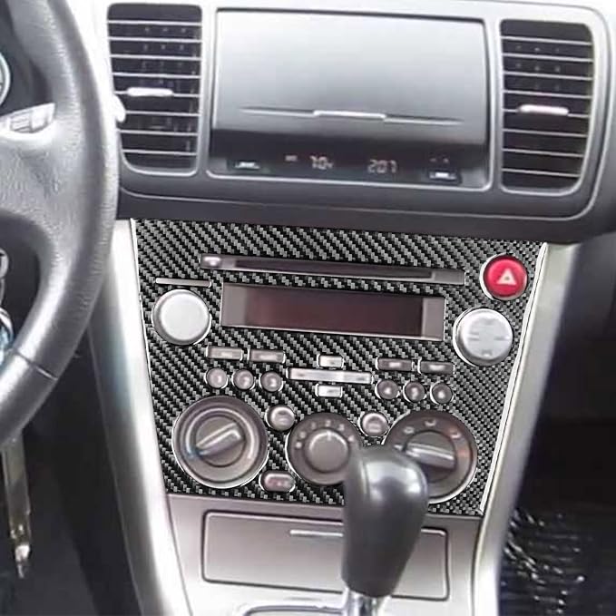 JKYUKU Real Carbon Fiber for Subaru Accessories Center Console Ac Control | for Legacy/Outback 2005-2009, Black Center Console Ac Control Knob Cd Radio Buttons Panel Sticker, Premium Sporty Look