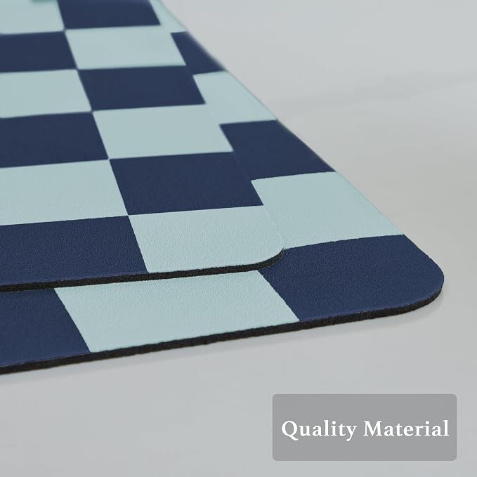 Ohocut Navy Blue Checkered Dish Drying Mat for Kitchen Counter, Coffee Bar Station Accessories, Retro Cute Aesthetic Modern Absorbent Drainer Mat Kitchen Drying Mat Easy Clean (Ocean, 24" x 16")