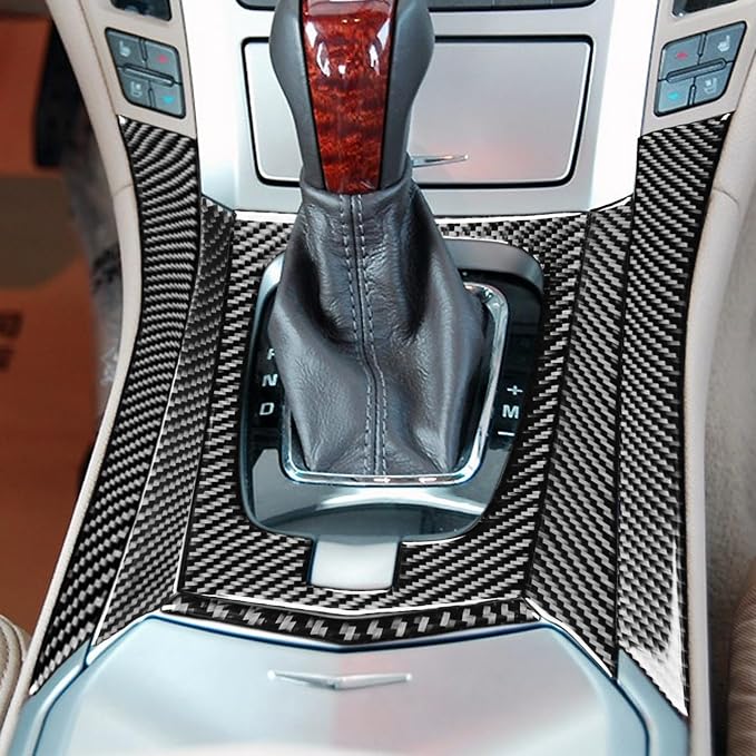 Gear Shift Decoration Panel Sticker Kit Real Carbon Fiber Compatible with Cadillac CTS 2008 2009 2010 2011 2012 2013 Interior Trim Car Accessories ﻿