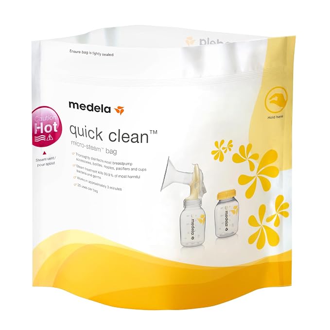 Medela Quick Clean Micro-Steam Bags for Bottles and Breast Pump Parts, 5 Count, (Pack of 2)