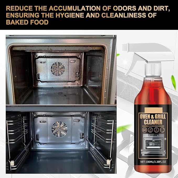 Oven Cleaner Heavy Duty Spray, Cleans and Degreases BBQ Cooking Grates and Racks, Heavy Duty Oven and Grill Cleaner for Microwave, Air fryer,Ovens, Grills, 100ML